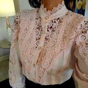 Elegant Pink Lace Women's Top